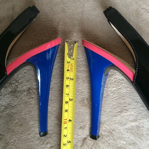 Slingback Peep Toe Pumps Shoes Neon Color Block 8 - Picture 10 of 12